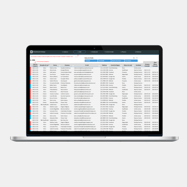 Planilha CRM Excel 2.0 - Cadastro de clientes