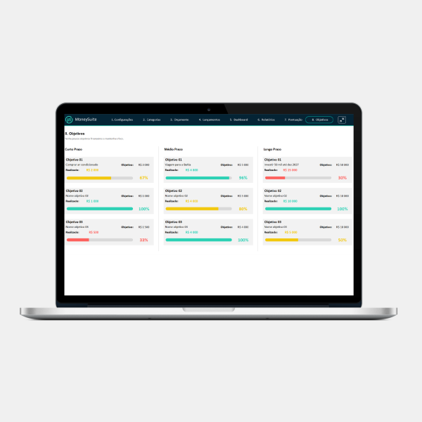 12. Planilha de Controle Financeiro Pessoal - Objetivos