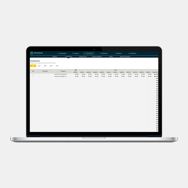 Planejamento Financeiro Pessoal - Lançamentos Investimentos