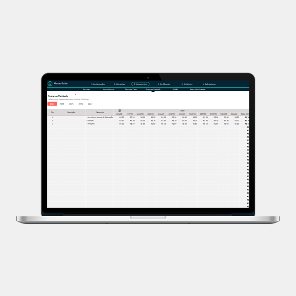 Planejamento Financeiro Pessoal - Lançamentos Despesas Variaveis