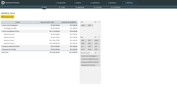 Planilha Excel de Contas a Pagar - Relatório geral