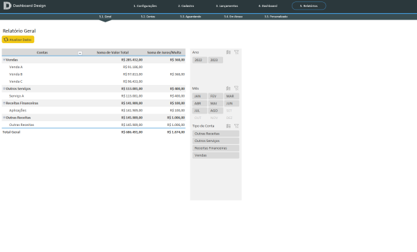 Planilha Excel de Contas a Receber - Relatório Geral