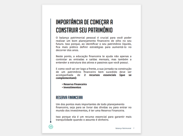 Ebook Balanço Patrimonial Pessoal - patrimônio