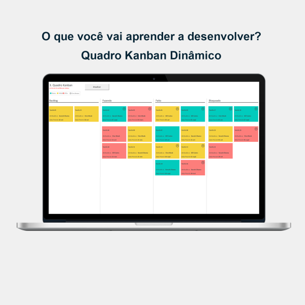 Dashboards no Excel - Curso Quadro Kanban Excel