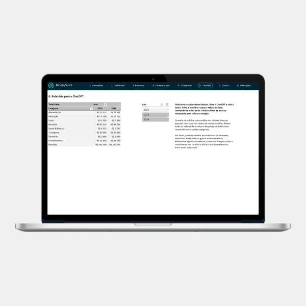 Planilha de Consolidação e Análise Financeira Pessoal - Relatorio ChatGPT