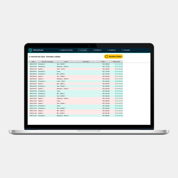 Planilha de Controle de Caixa - Transações