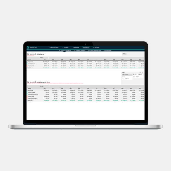 Planilha de Controle de Caixa - Controle de Caixa Mensal