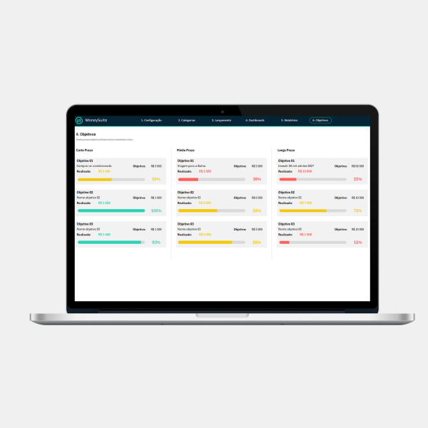 Planilha de Controle Finaceiro Pessoal - Objetivos