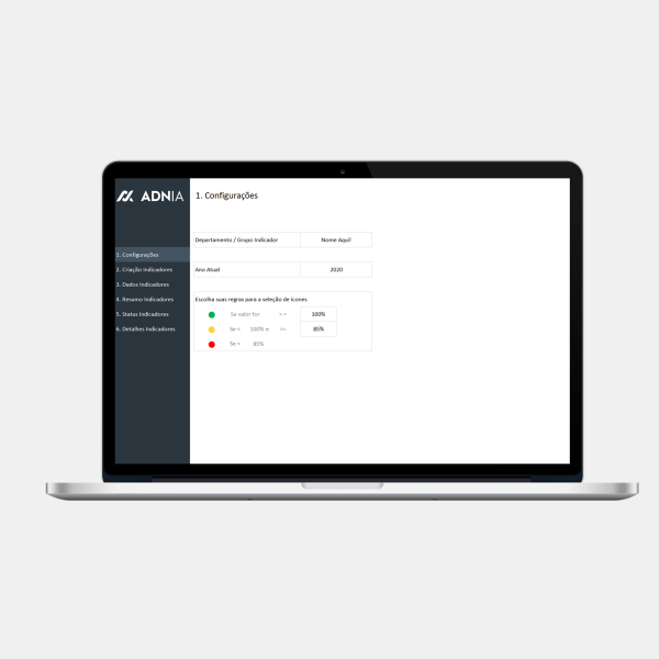 Planilha de Gestão de Indicadores e Metas 1 - Confirguração