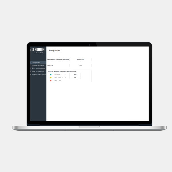 Planilha de Gestão de Indicadores e Metas 2 - Configuração